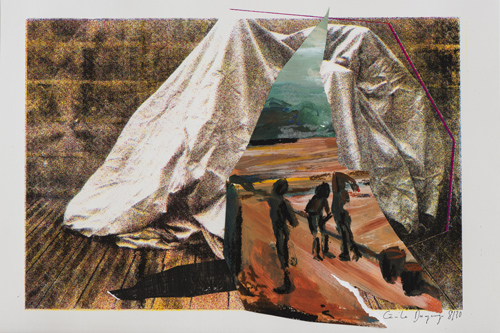 Protégé des intempéries 5, sérigraphie, peinture, 29,7 x 42 cm, 2019